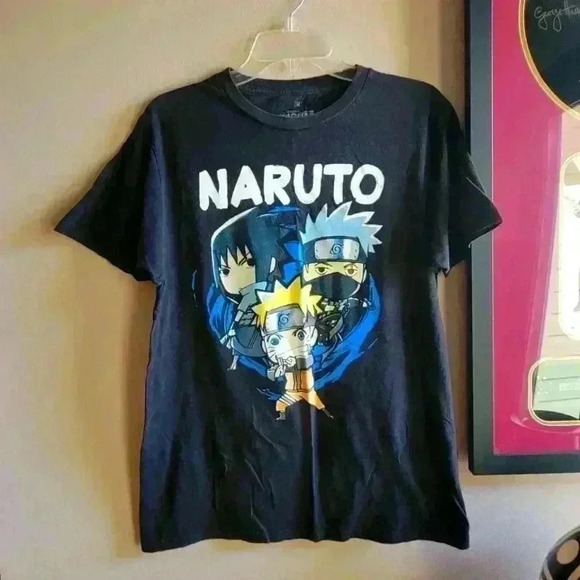 Naruto Shippuden Mens 2002 Size Medium Black T Shirt Y2K Ripple Junction Anime - Picture 1 of 10